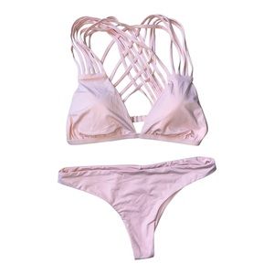 Fashion Nova l NWOT Light Pink Criss Cross Back Bikini Size Medium